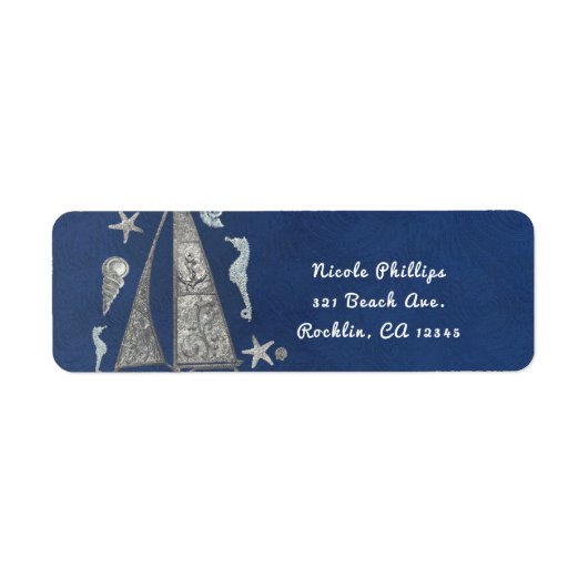 Nautical Zilver Boot & Strand Spullen Uitnodiging Etiket (Voorkant)
