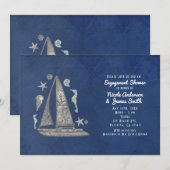 Nautical Zilver Boot & Strand Spullen Uitnodiginge Kaart (Voorkant / Achterkant)