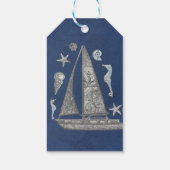 Nautical Zilveren Boot & Strand Spullen Elegant Fa Cadeaulabel (Achterkant)