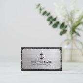 Nautical zwart anker donker ingelijst koel metaal visitekaartje (Staand voorkant)