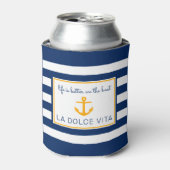NauticalBlue & White||Het leven is beter op de boo Blikjeskoeler (Blikje Voorkant)