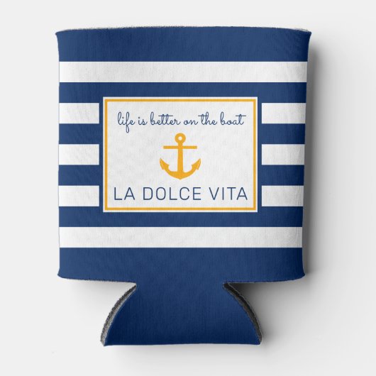 NauticalBlue & White||Het leven is beter op de boo Blikjeskoeler (Voorkant)