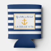 NauticalBlue & White||Het leven is beter op de boo Blikjeskoeler (Achterkant)