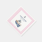 Nauticale baby shower t-reepboot servetten roze st (Hoek)