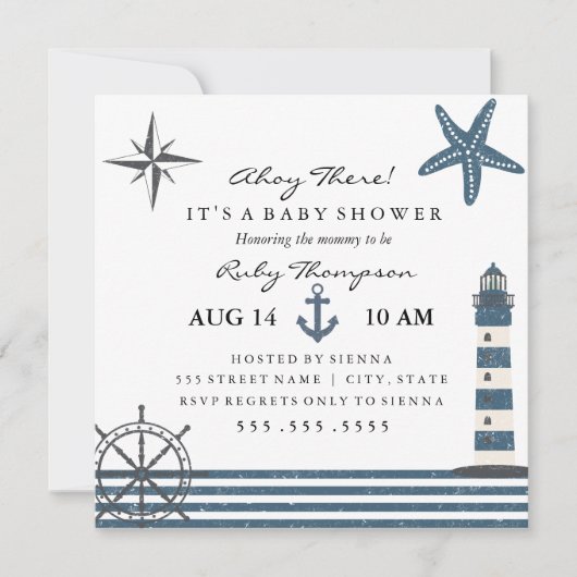 Nauticale baby shower uitnodiging (Voorkant)