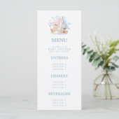 Nauticale Olifant Beer Watercolor Boot Baby Shower Menu (Staand voorkant)