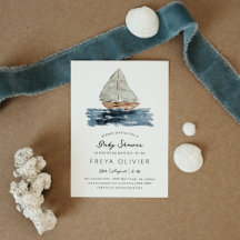 Nauticale Watercolor Zeilboot Baby Shower