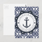 Nautico y motivo damasco azul y blanco, briefkaart (Voorkant / Achterkant)