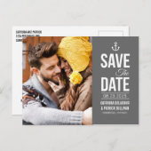 NAUTIEKE TYPOGRAFIE FOTO BEWAART HET DATUM BRIEFKA AANKONDIGINGSKAART (Voorkant / Achterkant)