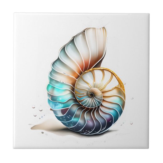 Nautilus 3D iriserende moeder parel strand shell Tegeltje (Voorkant)