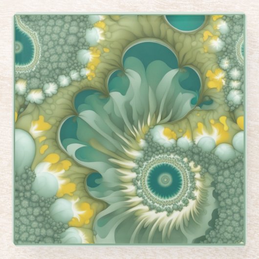 Nautilus Abstract Glazen Onderzetter (Voorkant)