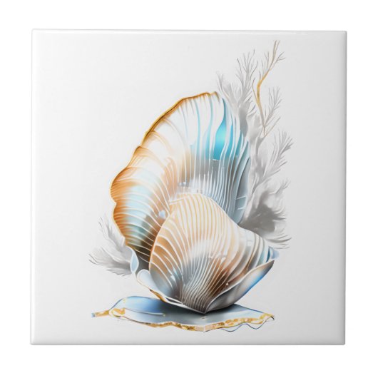 Nautilus clam zeeschelp iriserende glans strand 3D Tegeltje (Voorkant)