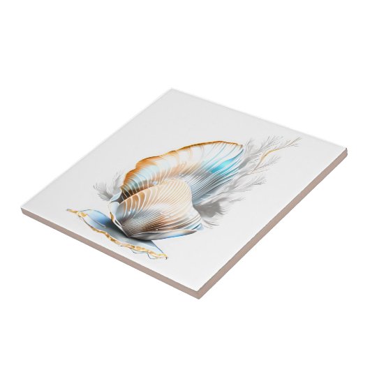 Nautilus clam zeeschelp iriserende glans strand 3D Tegeltje (Zijkant)