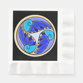 Nautilus en palmbladeren - 3 Blues, geel, zwart Servet