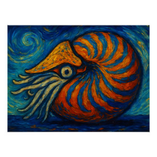 Nautilus im van Gogh Stil Perfect Poster