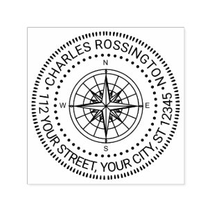 Nautilus Kompasroos #4 Naam Retouradres Zelfinktende Stempel