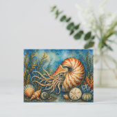 Nautilus Oceaan Aquarel Geïnspireerde Postkaart (Staand voorkant)
