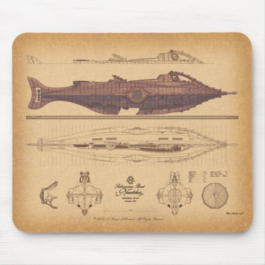 Nautilus Plans van David McCamant Mousepad Muismat (Voorkant)