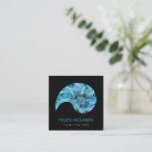 Nautilus Schelp Blauw aquarel Vierkante Visitekaartje (Staand voorkant)