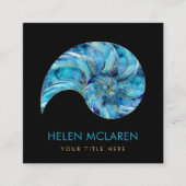 Nautilus Schelp Blauw aquarel Vierkante Visitekaartje (Voorkant)