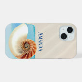 Nautilus Schelp en Zand iPhone 15 Case (Achterkant horizontaal)