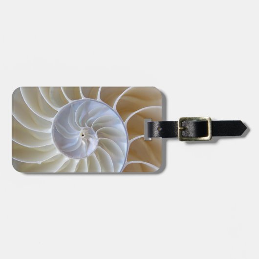 Nautilus Schelp | Gouden Spiraal Bagagelabel (Voorkant horizontaal)