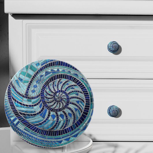 Nautilus schelp mozaïek kunst keramische knop