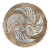 Nautilus Schelp Nepparelmoer en Goud Keramische Knop (Voorkant)