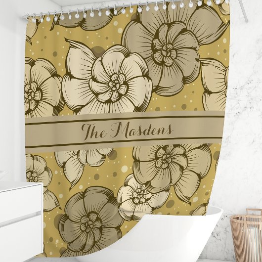 Nautilus Schelp Stippen Monogram Douchegordijn