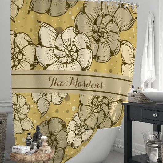 Nautilus Schelp Stippen Monogram Douchegordijn