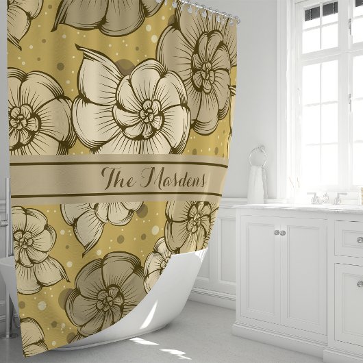 Nautilus Schelp Stippen Monogram Douchegordijn