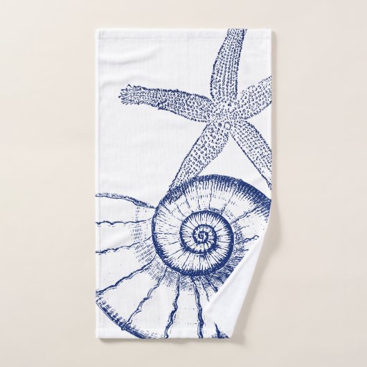 Nautilus Schelp & Zeester Zeeleven Aangepast Bad Handdoek (Handdoek)