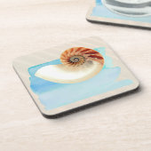Nautilus Seashell en Zand Bier Onderzetter (Linkerzijde)
