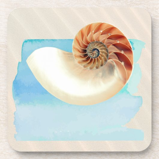 Nautilus Seashell en Zand Bier Onderzetter (Voorkant)