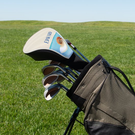 Nautilus Seashell en Zand Golfheadcover (Insitu)
