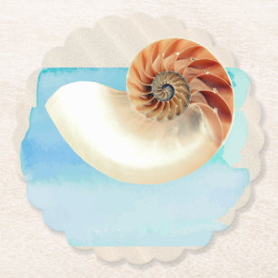 Nautilus Seashell en Zand Kartonnen Onderzetters