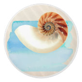 Nautilus Seashell en Zand Keramische Knop (Voorkant)