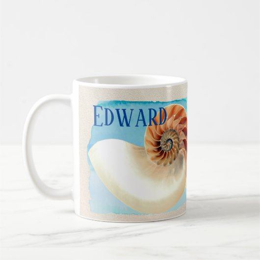 Nautilus Seashell en Zand Koffiemok (Links)