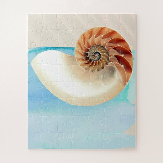 Nautilus Seashell en Zand Legpuzzel (Verticaal)