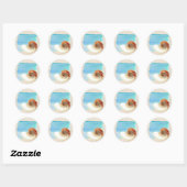 Nautilus Seashell en Zand Ronde Sticker (Vel)
