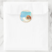 Nautilus Seashell en Zand Ronde Sticker (Tas)
