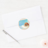 Nautilus Seashell en Zand Ronde Sticker (Envelop)
