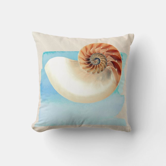Nautilus Seashell en Zand Sierkussen (Voorkant)