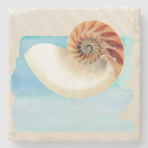 Nautilus Seashell en Zand Stenen Onderzetter