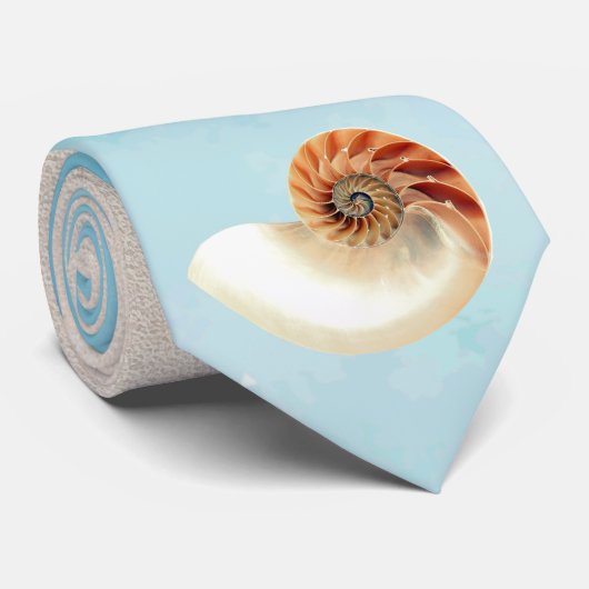 Nautilus Seashell en Zand Stropdas (Opgerold)