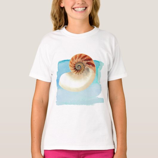 Nautilus Seashell en Zand T-shirt (Voorkant)