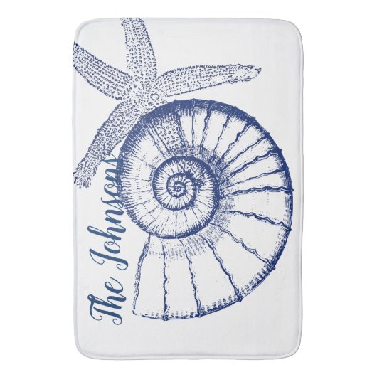 Nautilus Seashell & Starfish Marine Life Custom Badmat (Voorkant Verticaal)