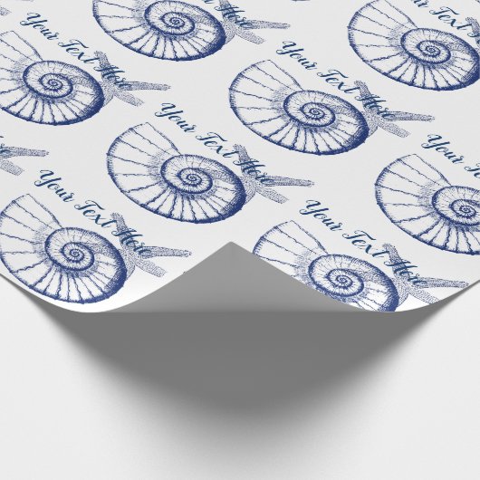 Nautilus Seashell & Starfish Marine Life Custom Cadeaupapier (Hoek)