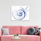 Nautilus Seashell & Starfish Marine Life Custom Canvas Afdruk (Insitu (Woonkamer))