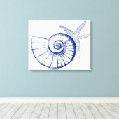 Nautilus Seashell & Starfish Marine Life Custom Canvas Afdruk (Insitu (Houten vloer))